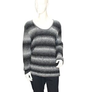 Simply Suzie Women's Striped Long Sleeve Scoop Neck Sweater Size L Y2K